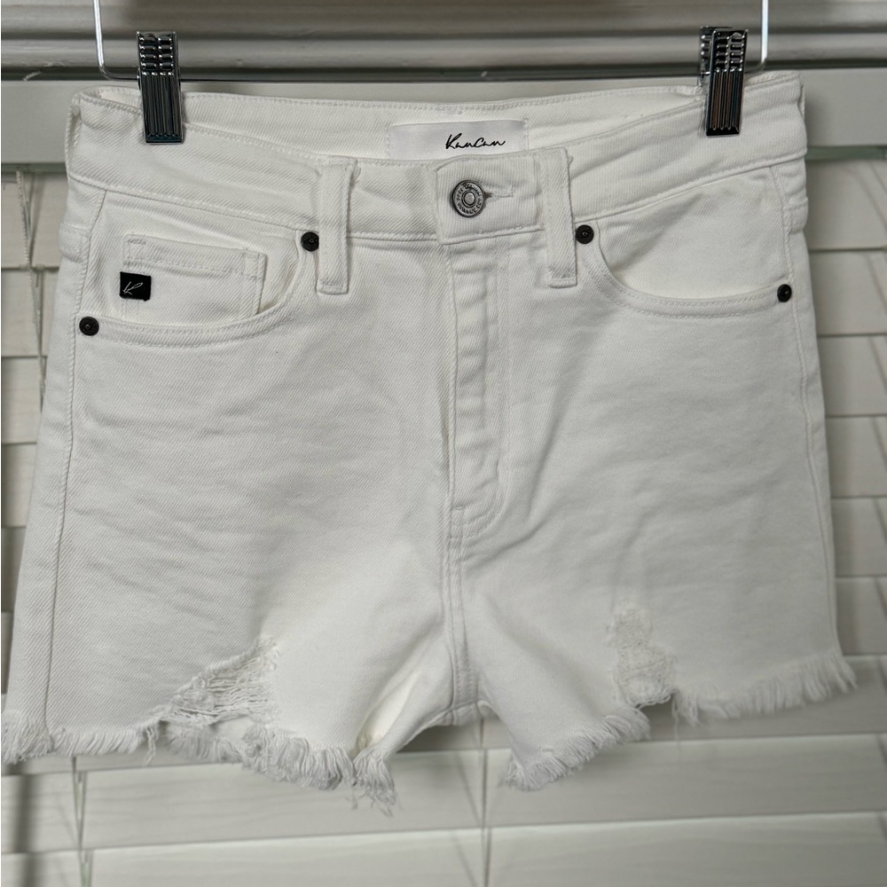 Womens Kancan White Demin Shorts